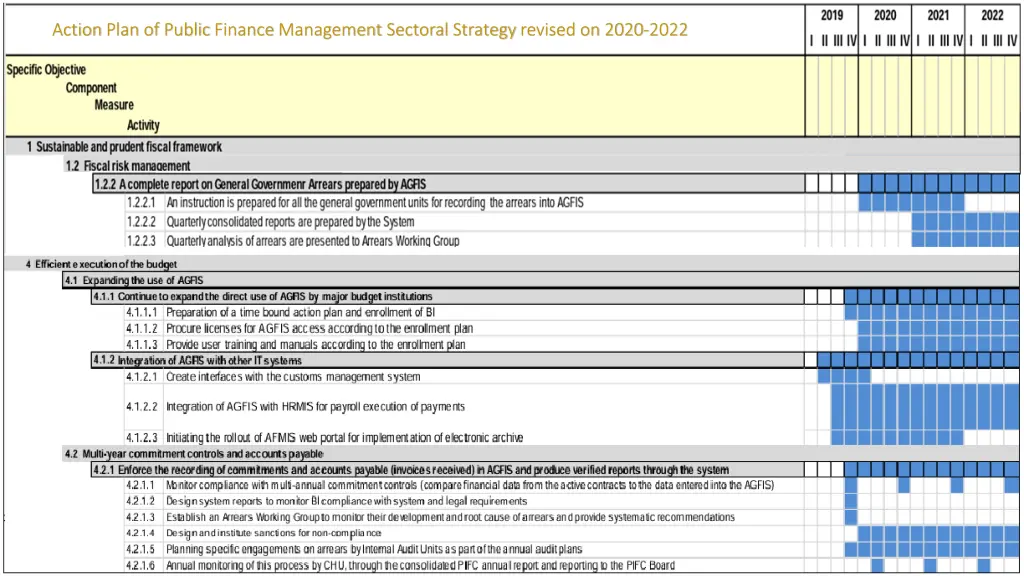 action plan of public finance management sectoral