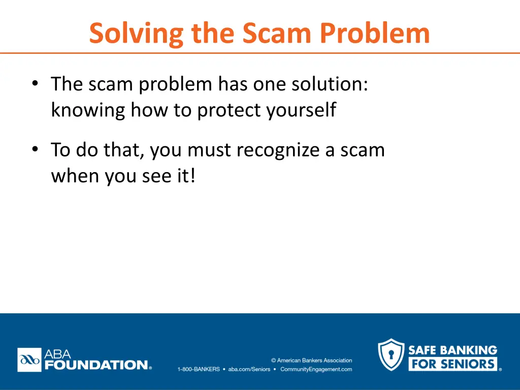 solving the scam problem