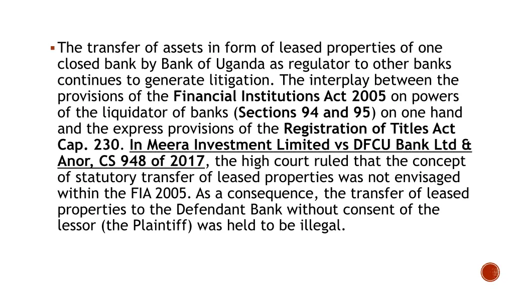 the transfer of assets in form of leased