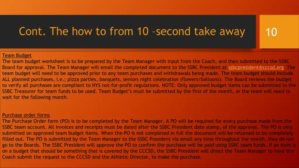 cont the how to from 10 second take away 1