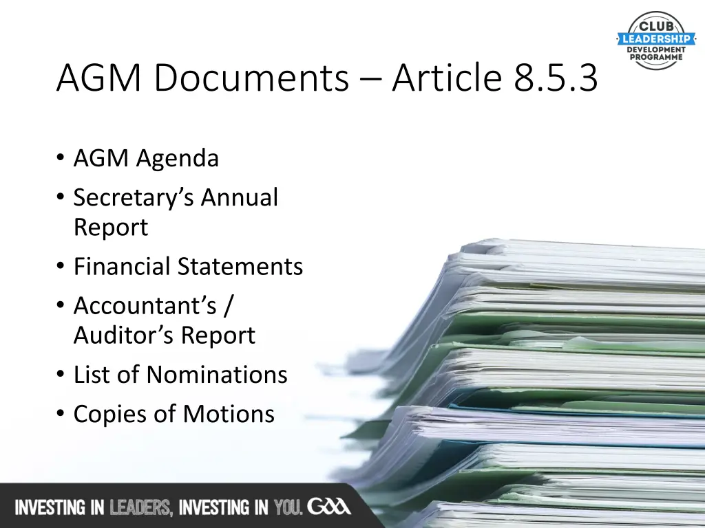 agm documents article 8 5 3