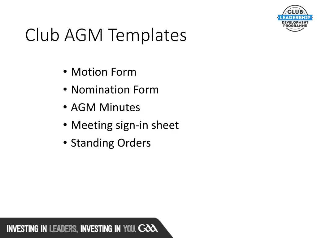 club agm templates