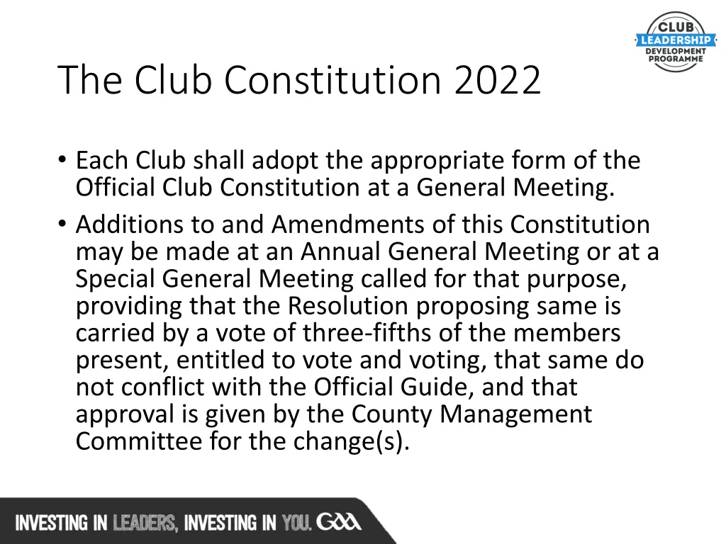 the club constitution 2022