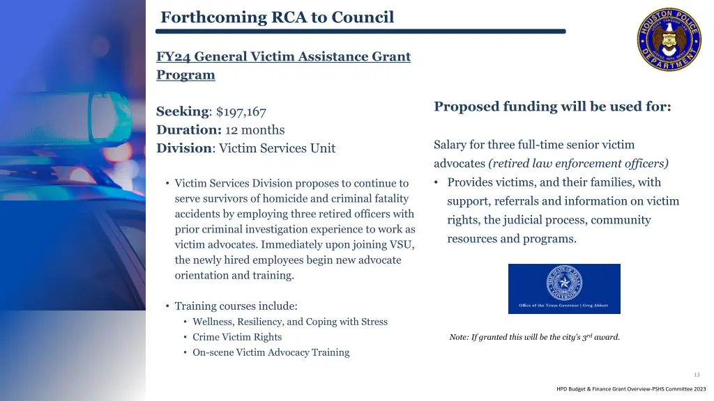 forthcoming rca to council 3