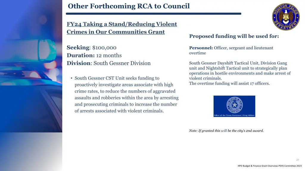 other forthcoming rca to council 6