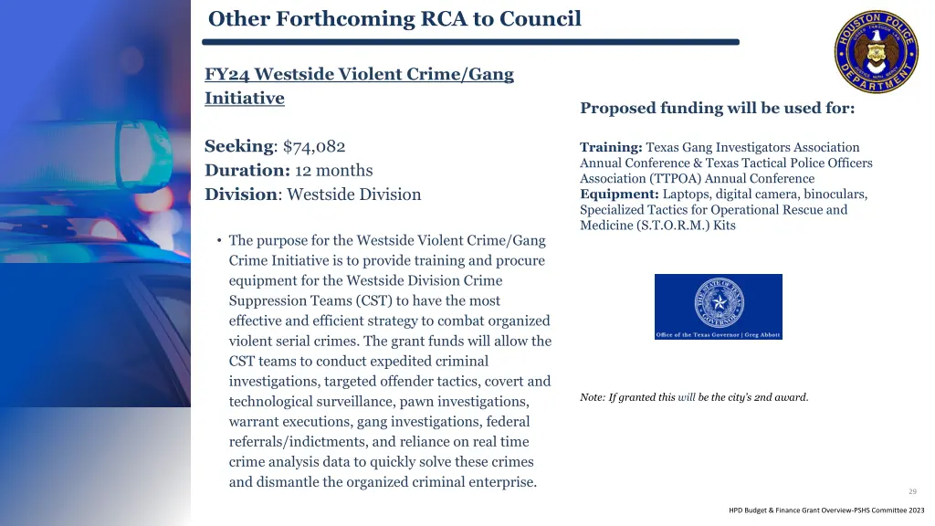 other forthcoming rca to council 8