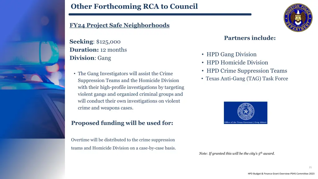 other forthcoming rca to council
