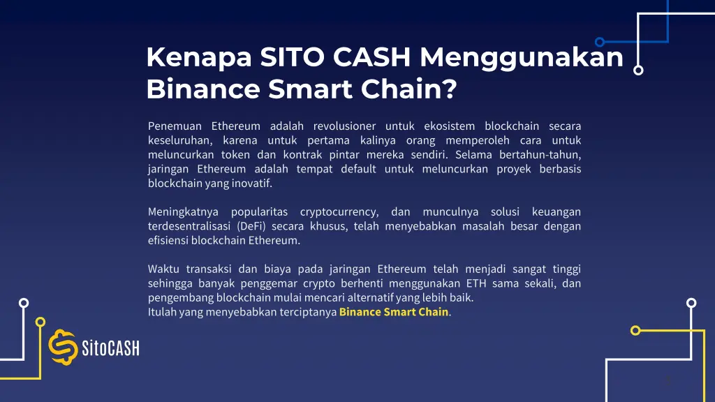 kenapa sito cash menggunakan binance smart chain