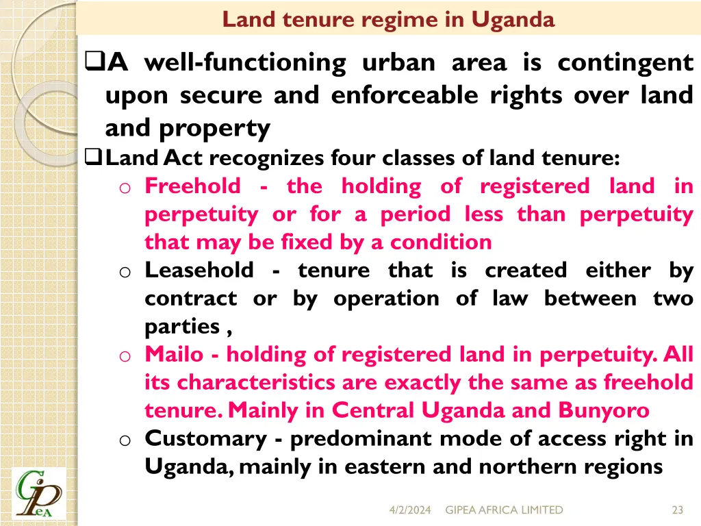 land tenure regime in uganda a well functioning