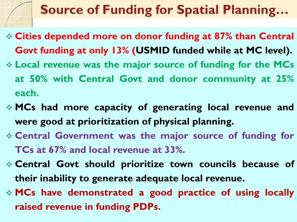 source of funding for spatial planning 1