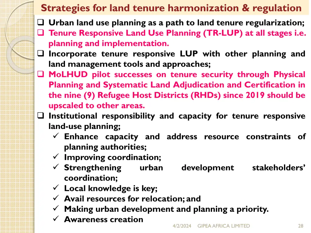 strategies for land tenure harmonization