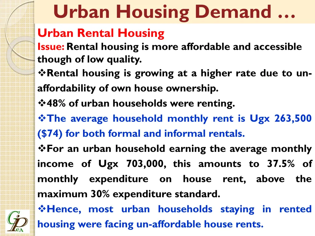 urban housing demand urban rental housing issue