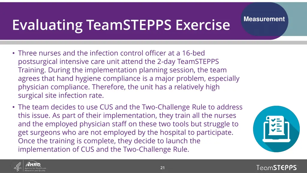 evaluating teamstepps exercise