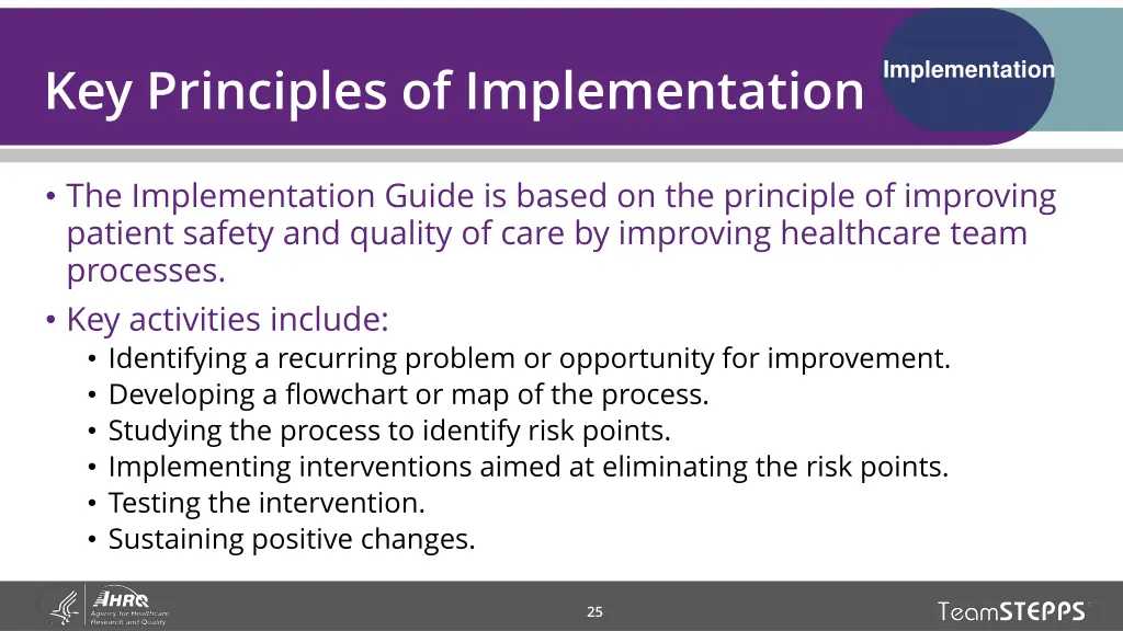 key principles of implementation
