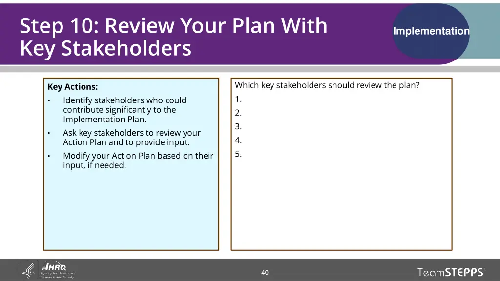 step 10 review your plan with key stakeholders