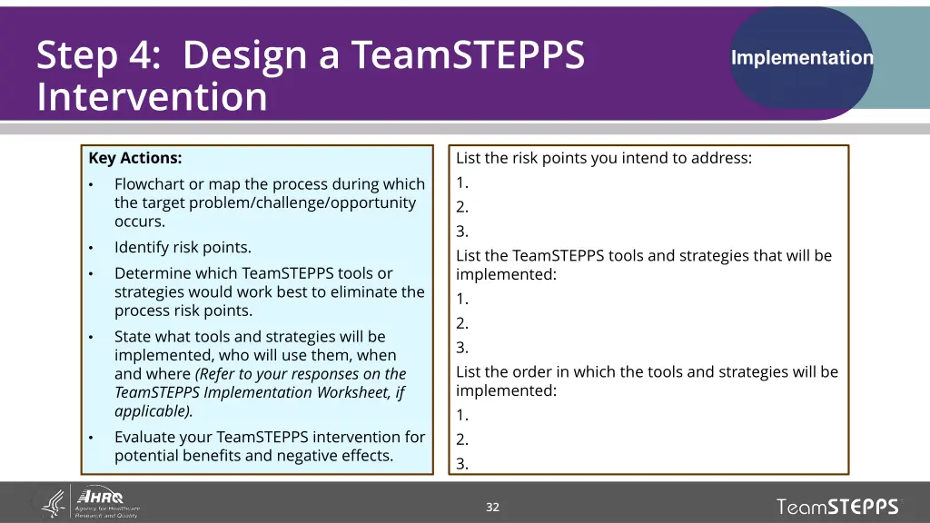 step 4 design a teamstepps intervention