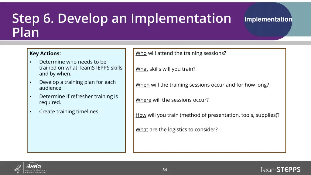 step 6 develop an implementation plan