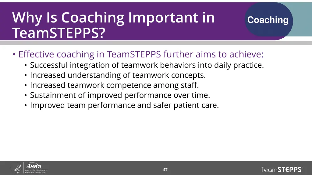 why is coaching important in teamstepps