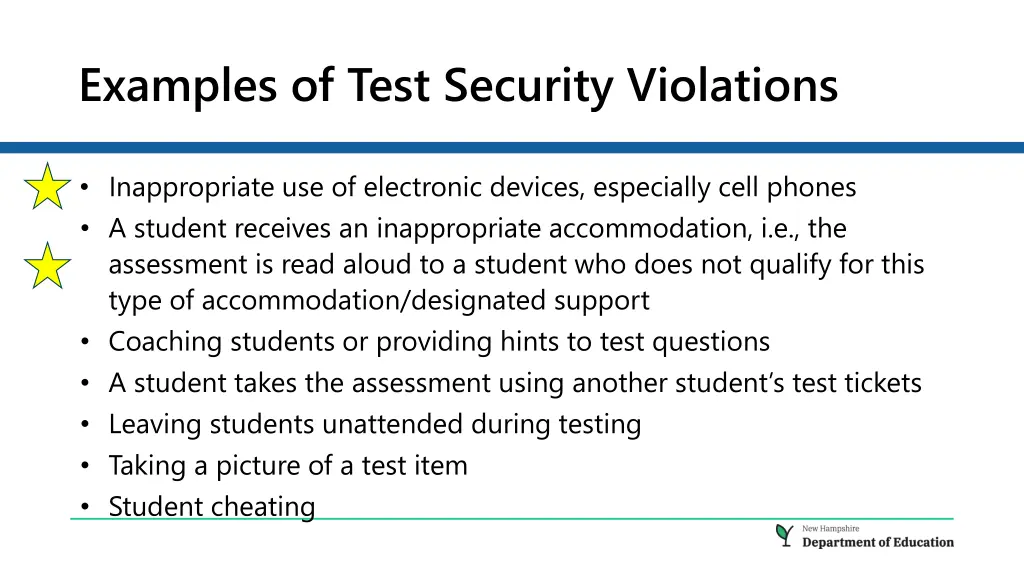 examples of test security violations