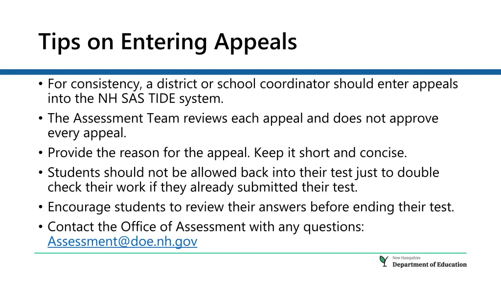 tips on entering appeals