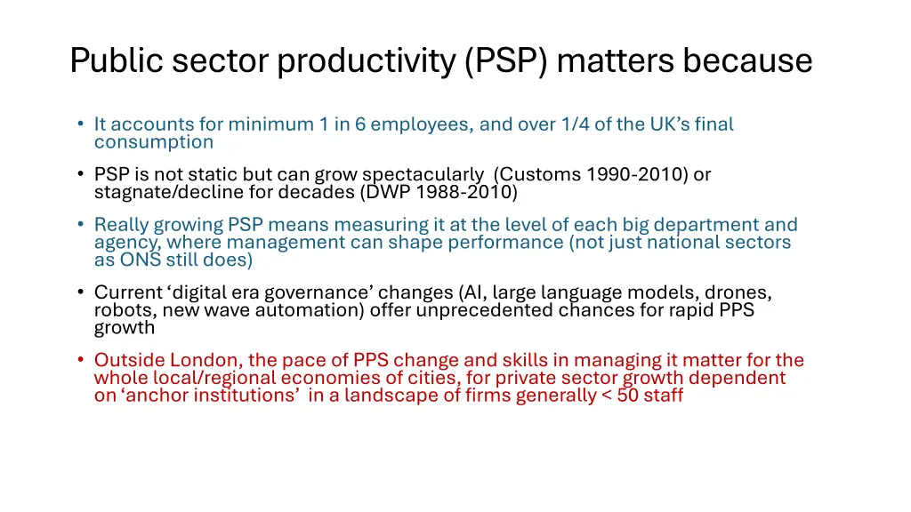 public sector productivity psp matters because