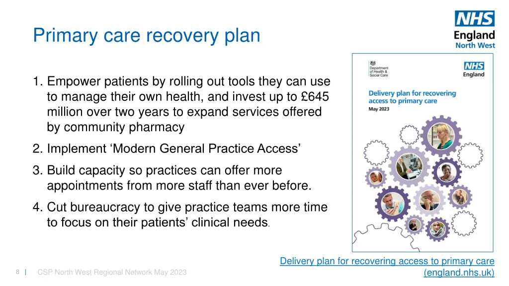 primary care recovery plan