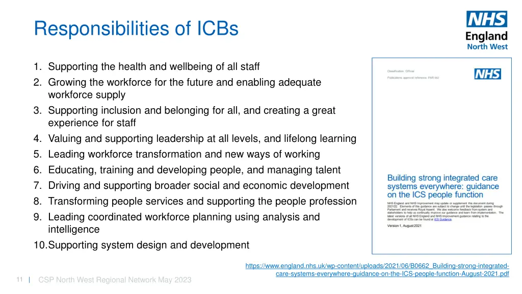 responsibilities of icbs