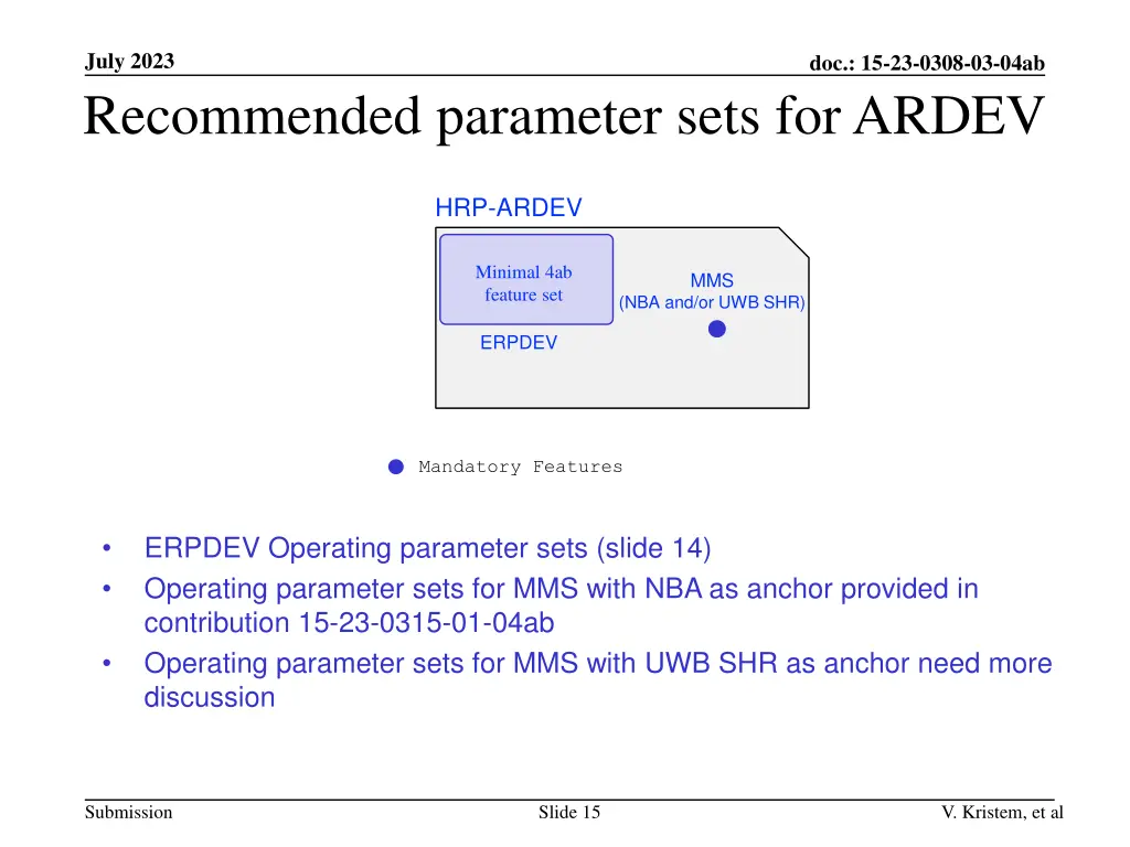 july 2023 recommended parameter sets for ardev