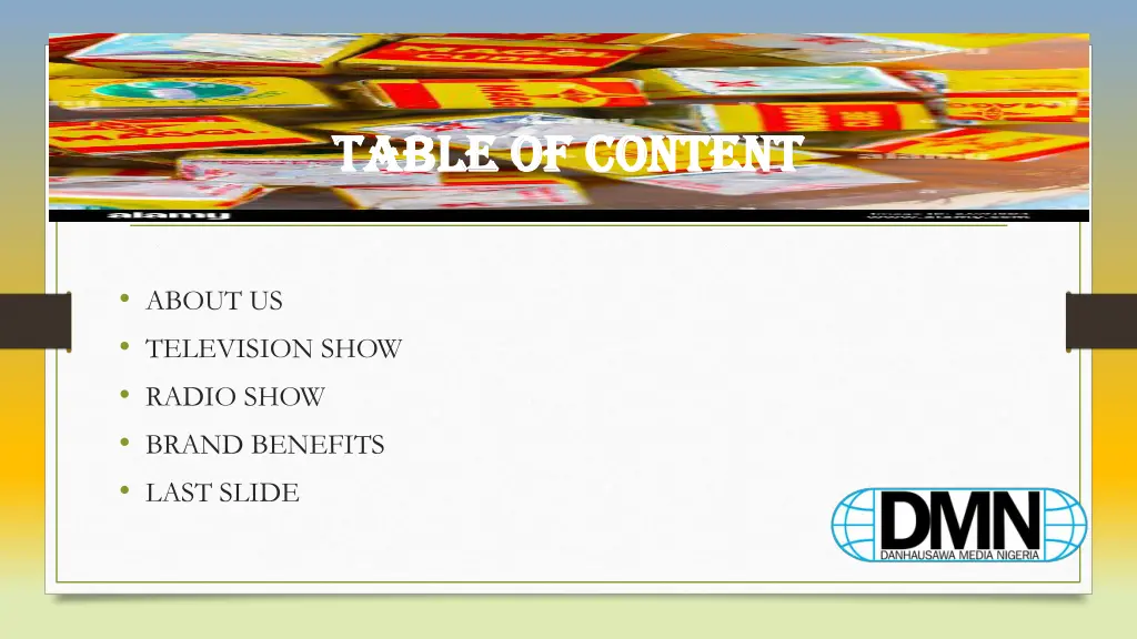 table of content table of content