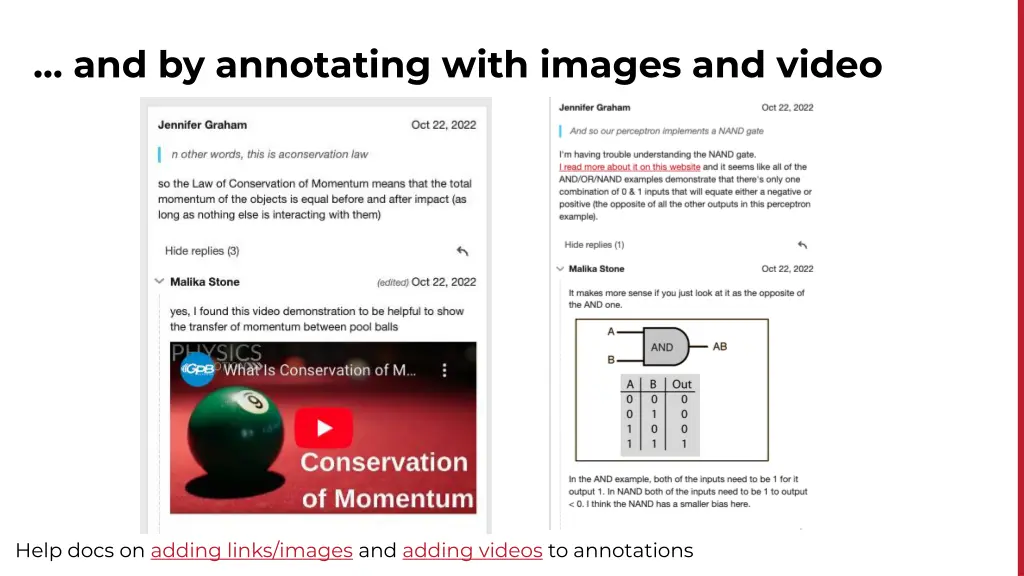 and by annotating with images and video