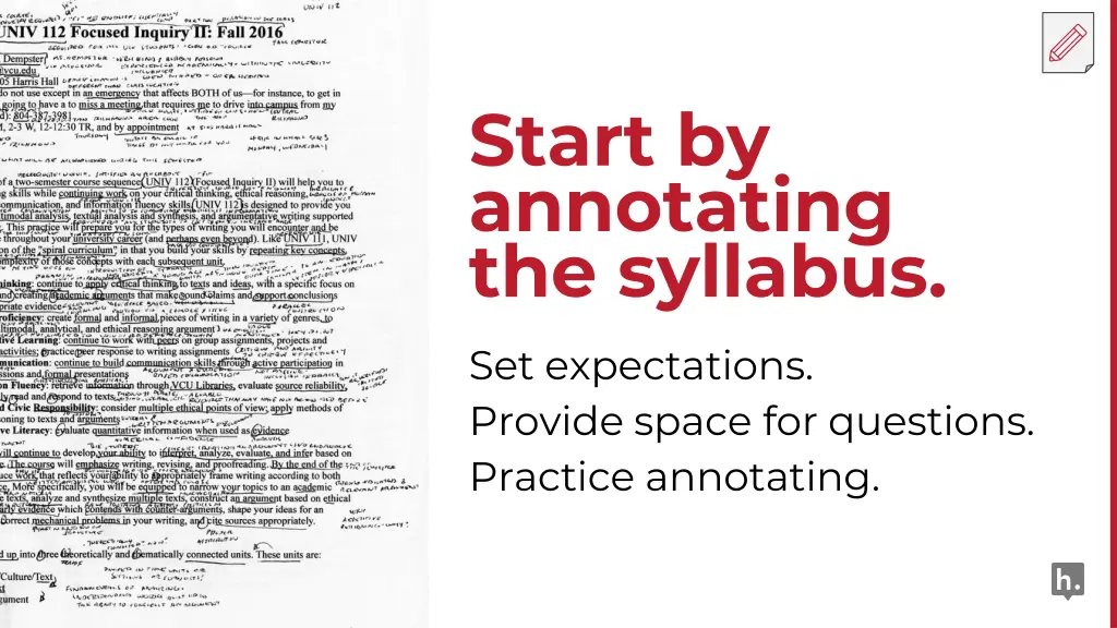 start by annotating the syllabus