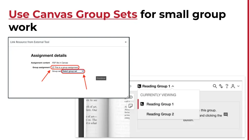 use canvas group sets for small group work