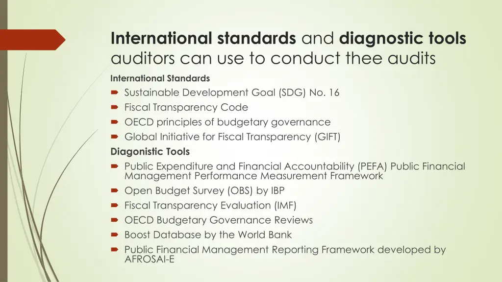 international standards and diagnostic tools