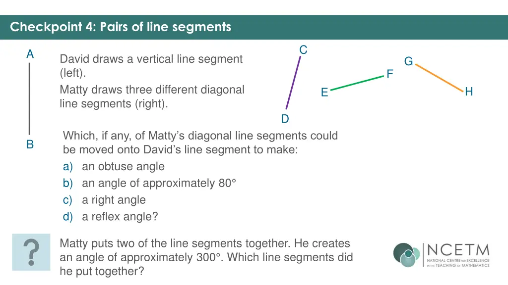 checkpoint 4 pairs of line segments