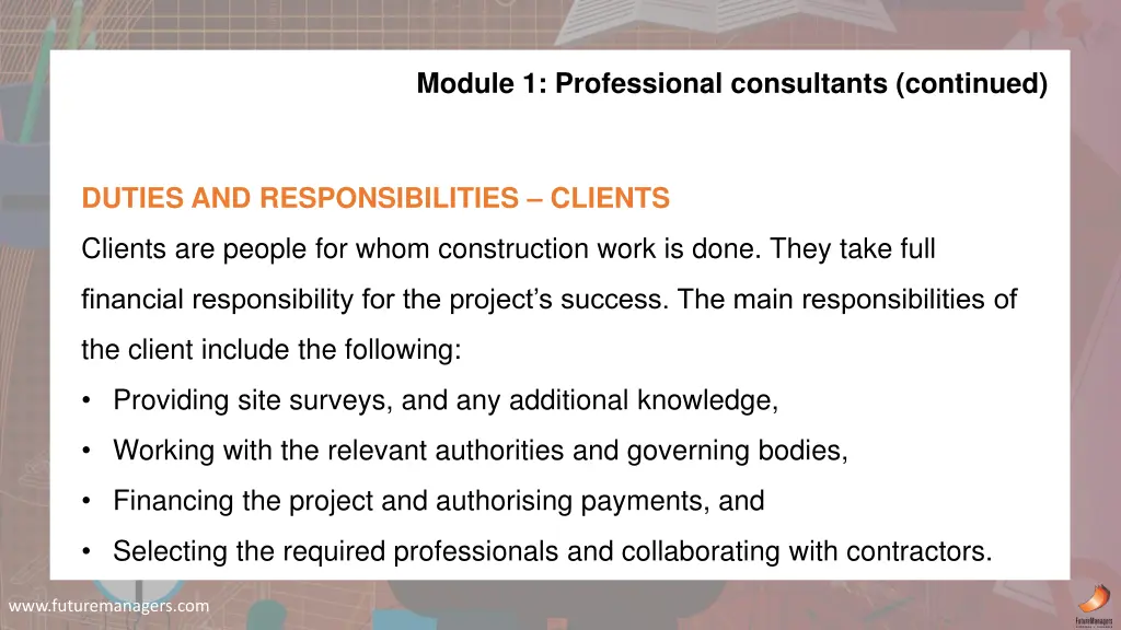 module 1 professional consultants continued