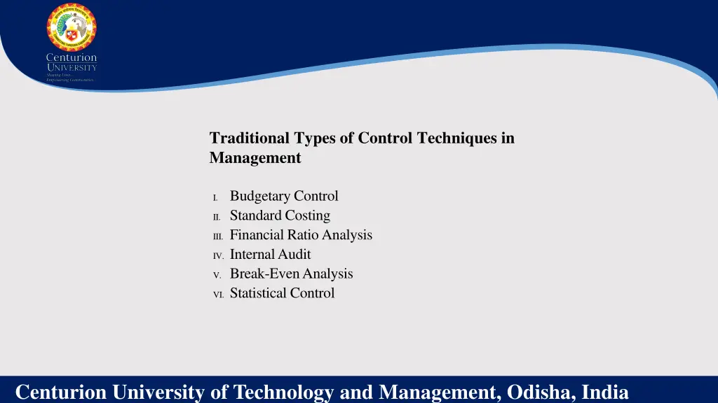 traditional types of control techniques