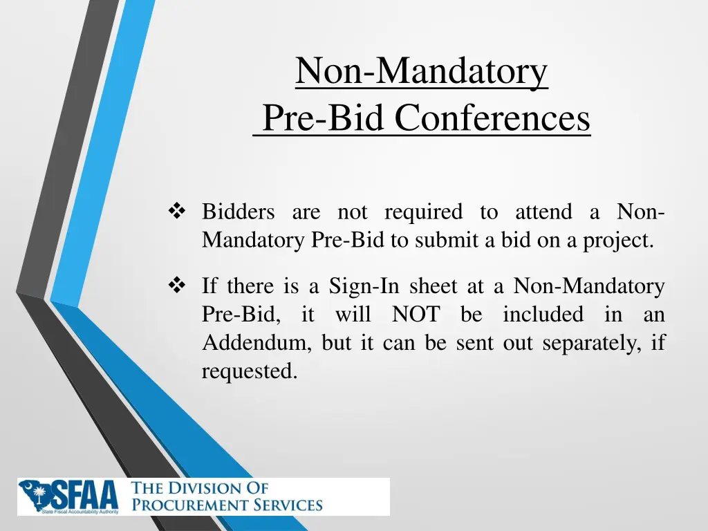 non mandatory pre bid conferences