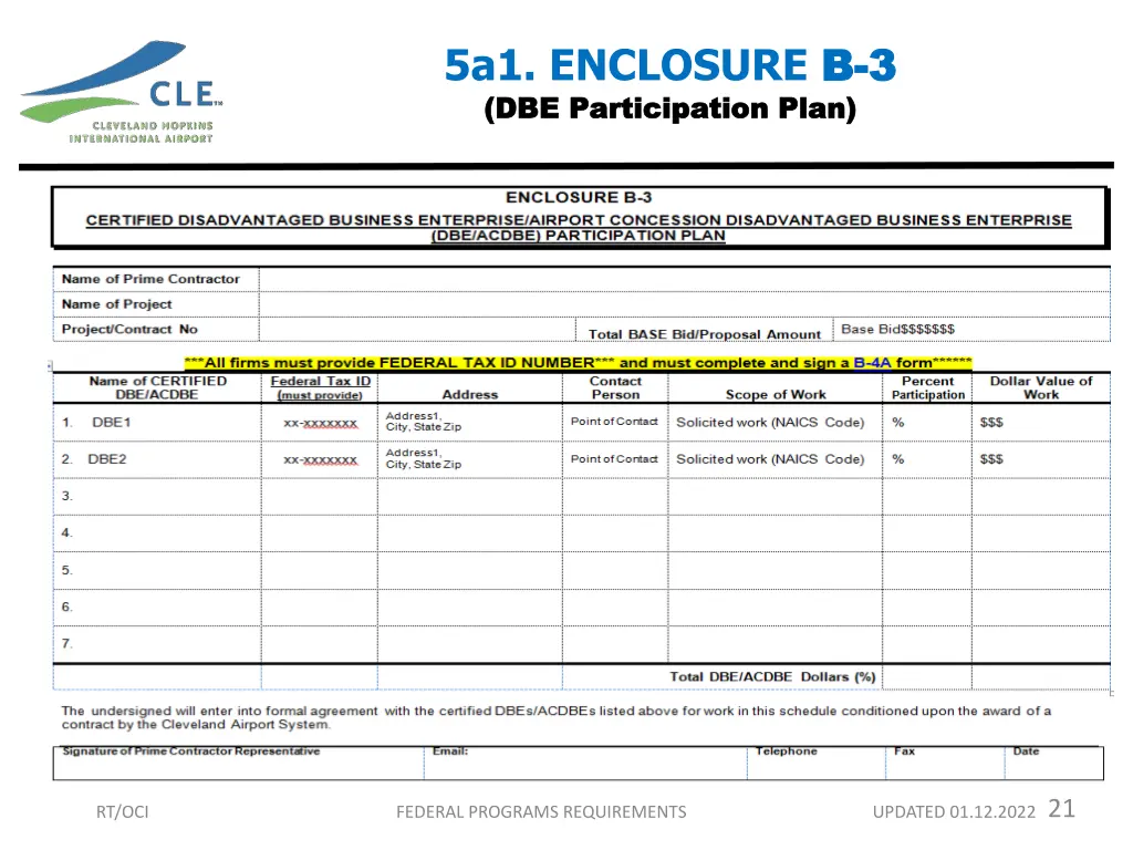 5a1 enclosure b b 3 dbe participation plan