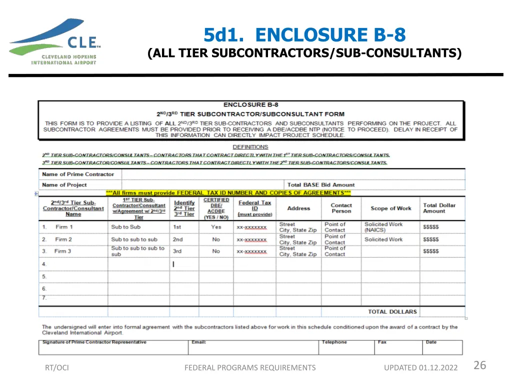 5d1 enclosure b 8 all tier subcontractors