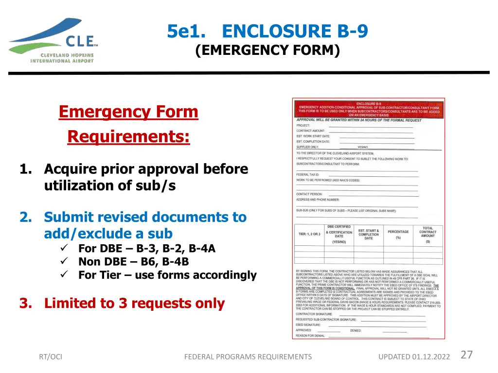 5e1 enclosure b 9 emergency form
