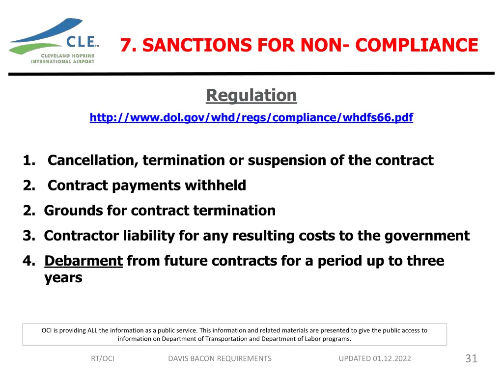 7 sanctions for non compliance