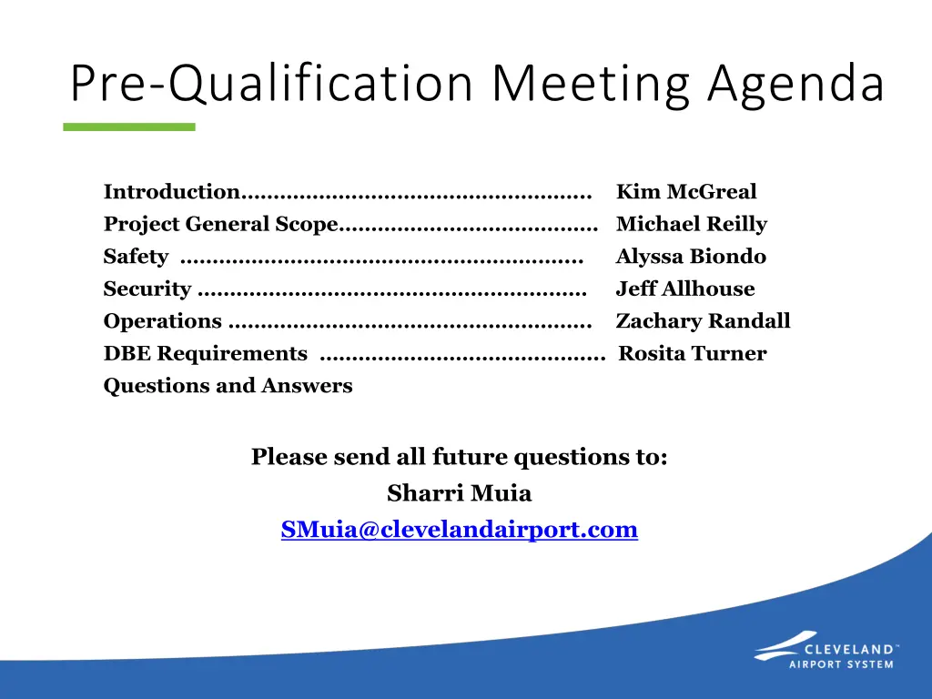 pre qualification meeting agenda