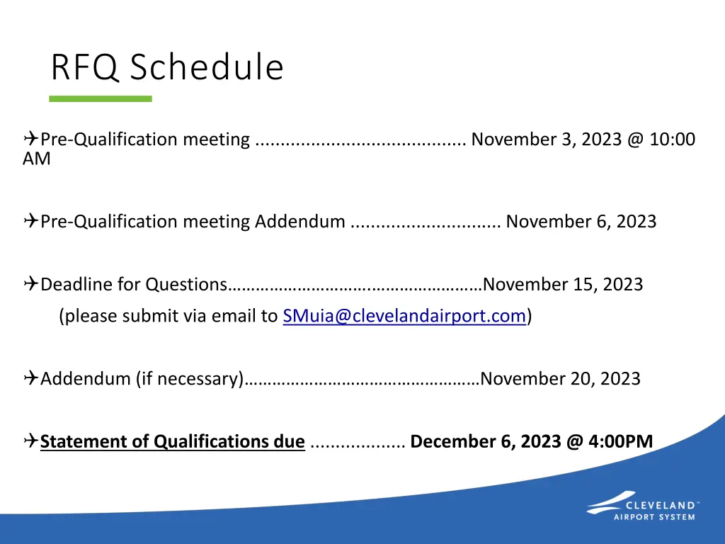 rfq schedule