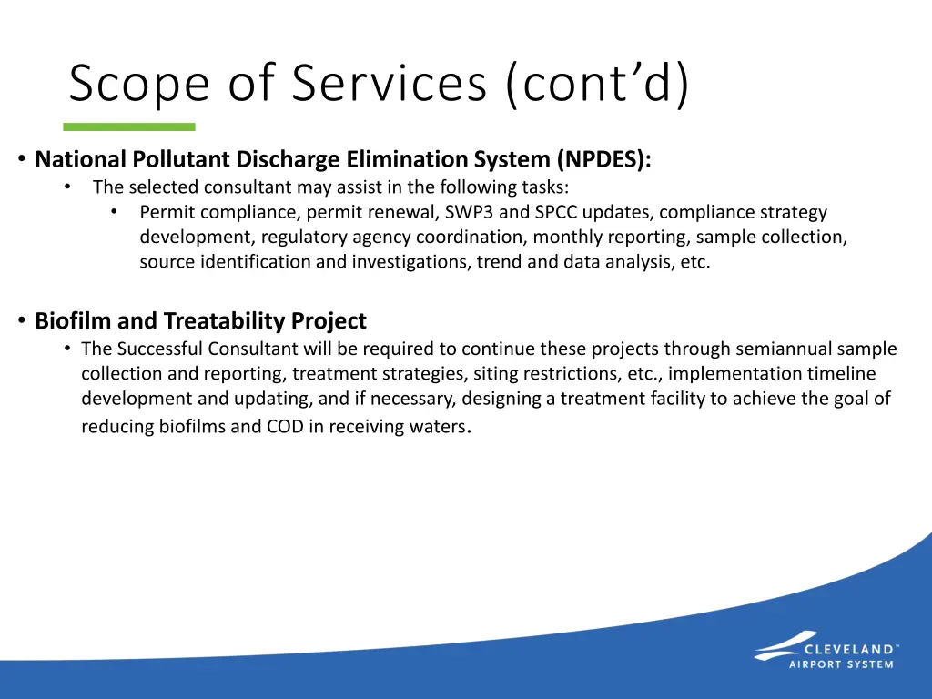scope of services cont d