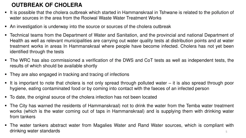 outbreak of cholera it is possible that