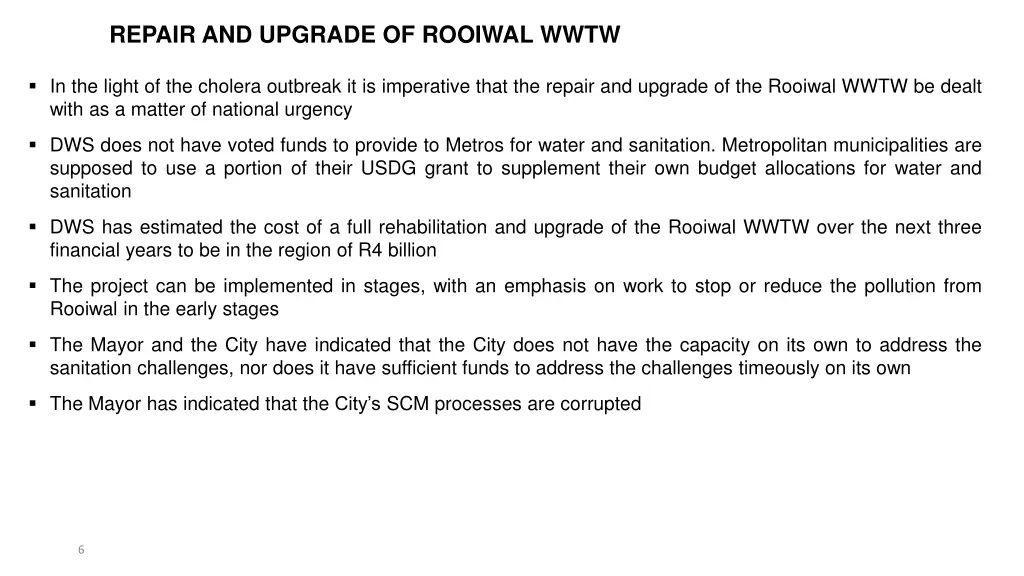 repair and upgrade of rooiwal wwtw