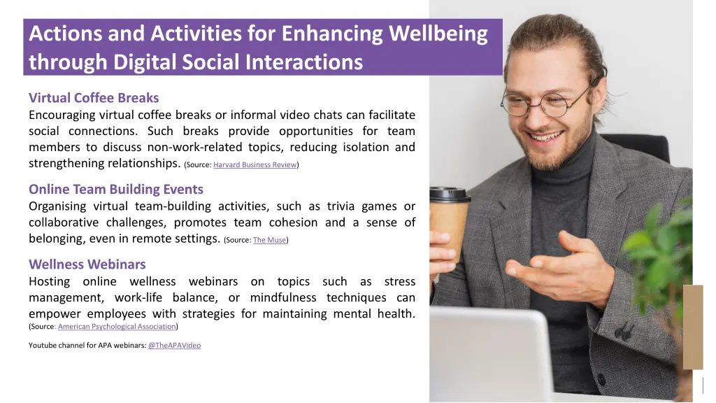 actions and activities for enhancing wellbeing