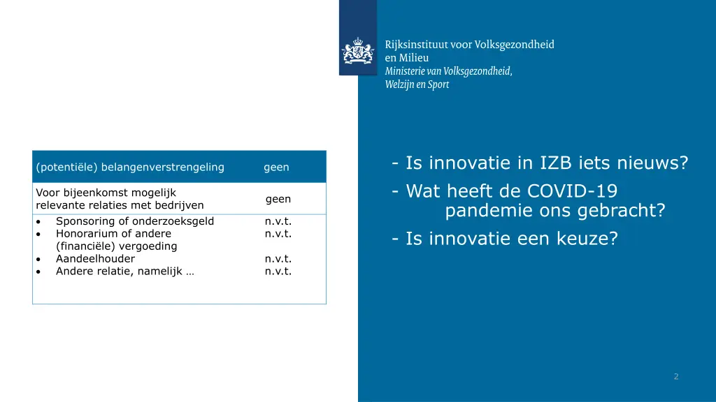 is innovatie in izb iets nieuws wat heeft