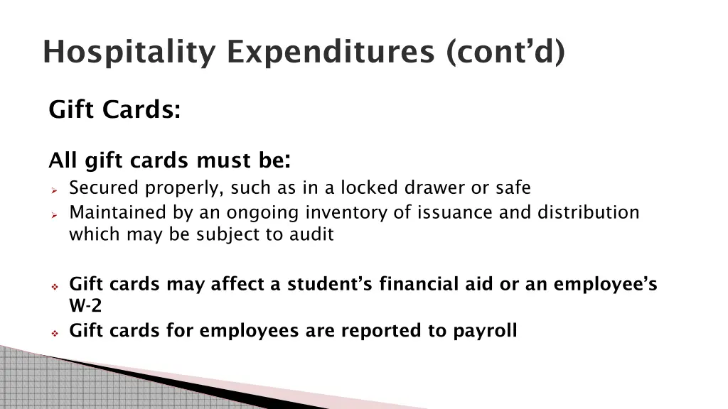 hospitality expenditures cont d 1