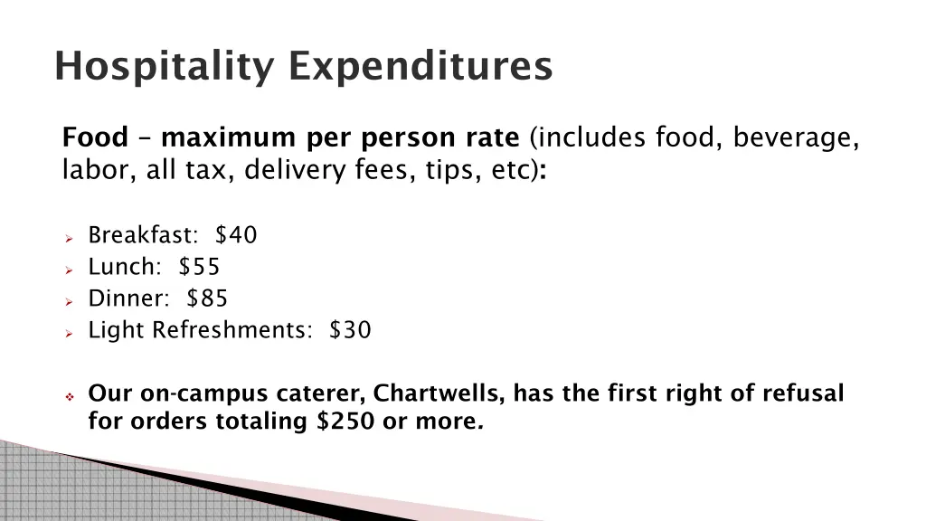 hospitality expenditures
